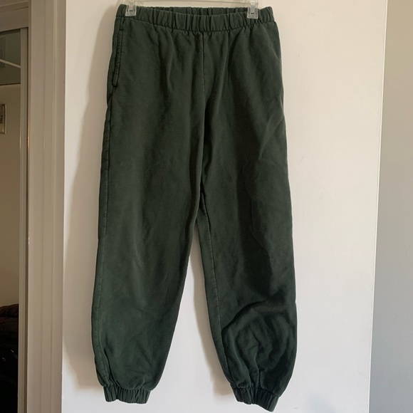 Brandy Melville Green Jogger Track Pants Elastic Waist - Picture 5 of 9